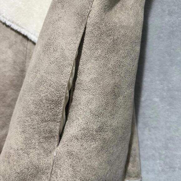 Dynamite Faux Suede Sherpa Vest Beige Waterfall Open Front XS-S Womens - Picture 7 of 9